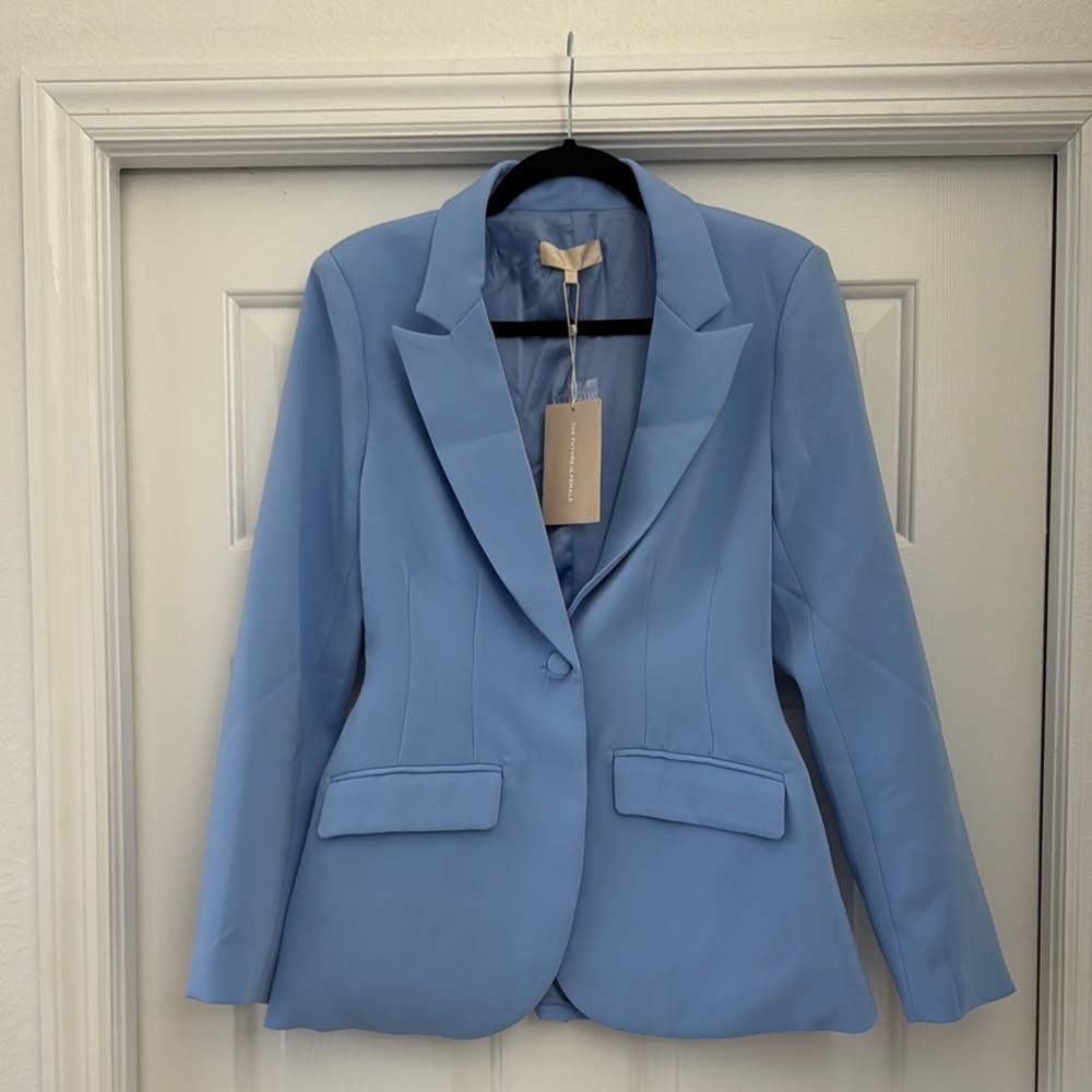 Helda Fitted Cinched Waist Blazer - Heritage Blue